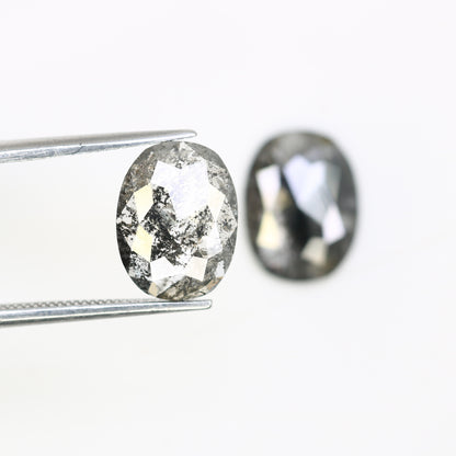 3.35 CT Oval Shape 10.10 MM Salt And Pepper Pair Diamond For Designer Earrings - JayKrishna Diamond