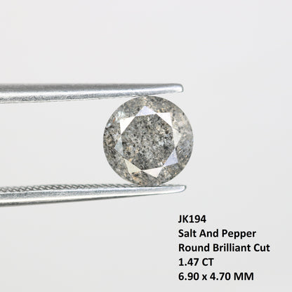 1.47 Carat Natural Salt And Pepper Round Brilliant Cut Diamond For Wedding Ring - JayKrishna Diamond