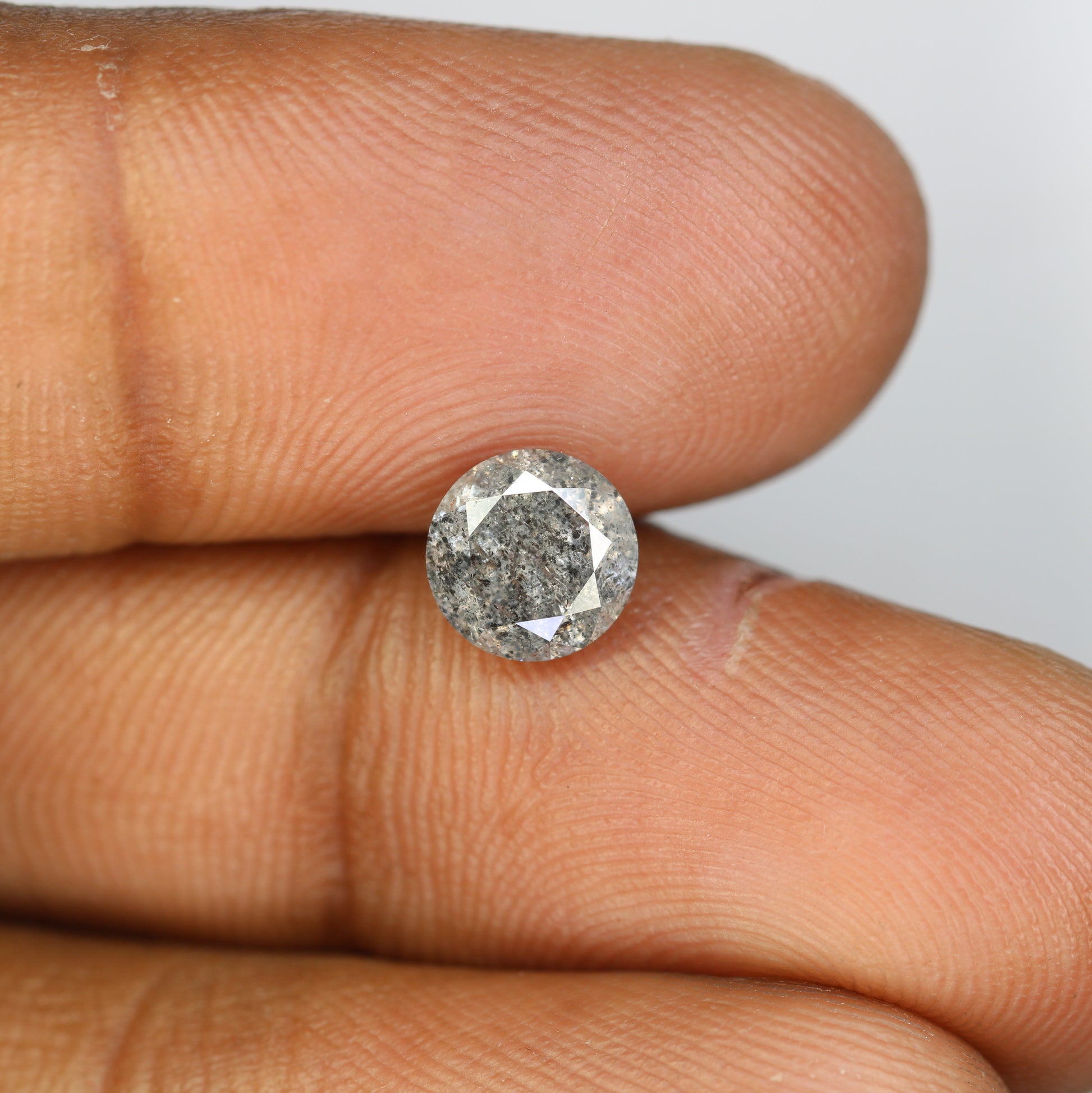 1.47 Carat Natural Salt And Pepper Round Brilliant Cut Diamond For Wedding Ring - JayKrishna Diamond