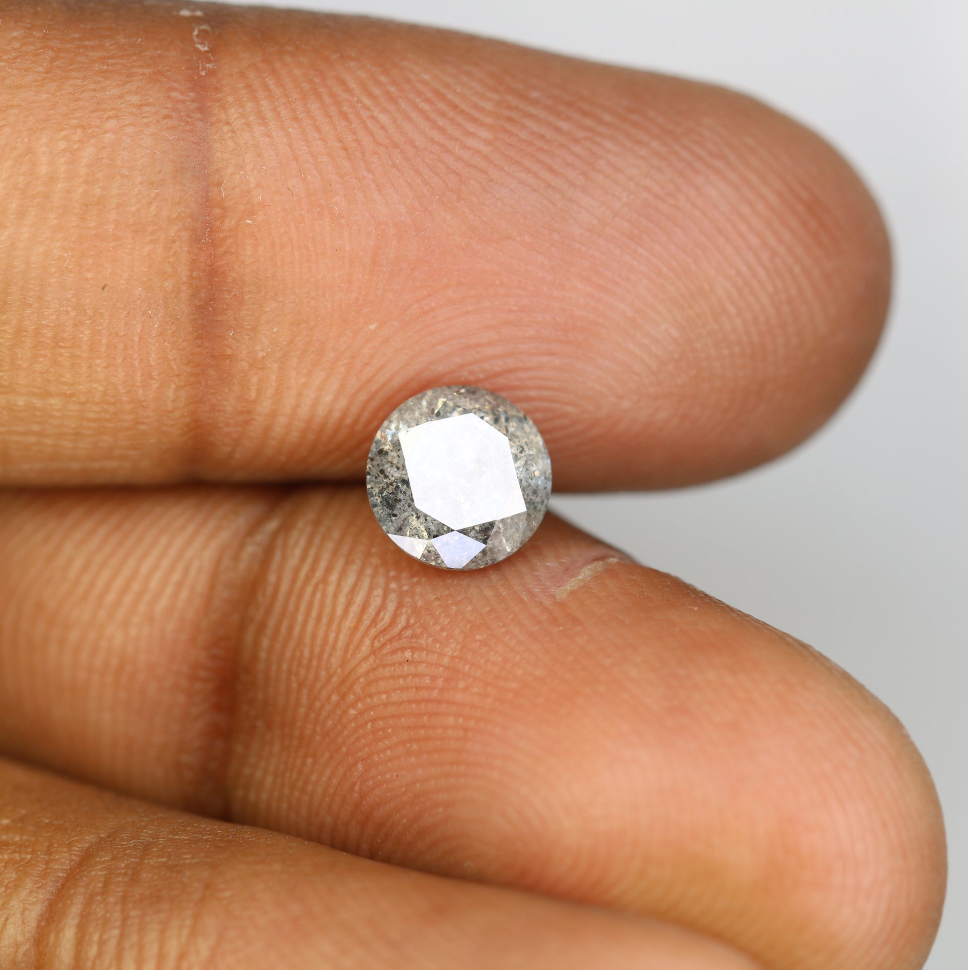 1.47 Carat Natural Salt And Pepper Round Brilliant Cut Diamond For Wedding Ring - JayKrishna Diamond