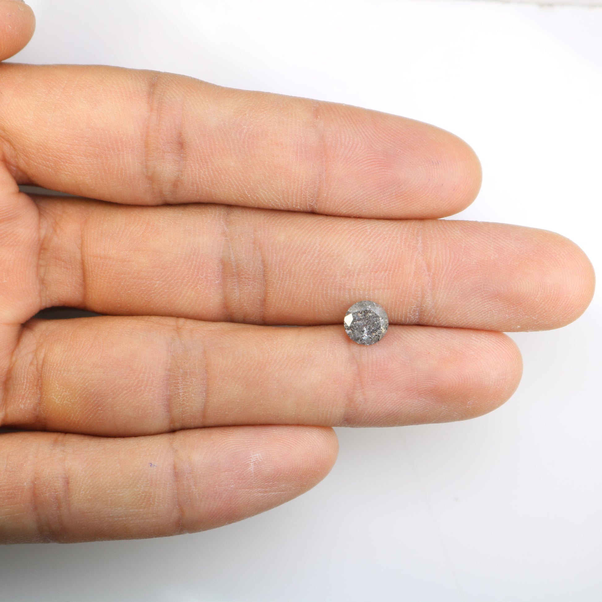 1.47 Carat Natural Salt And Pepper Round Brilliant Cut Diamond For Wedding Ring - JayKrishna Diamond