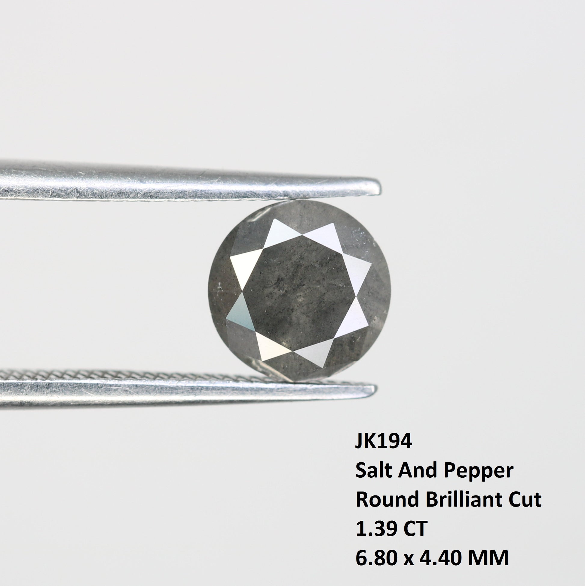 Salt And Pepper Diamond Ring 1.39 Carat Loose Round Brilliant Cut Diamond - JayKrishna Diamond
