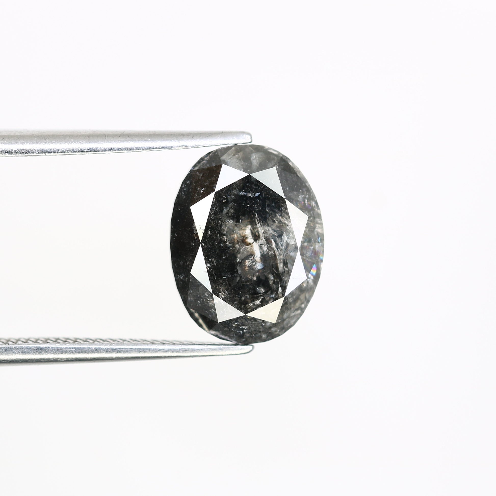 3.49 CT Salt And Pepper Oval Shape 10.40 MM Diamond For Statement Ring - JayKrishna Diamond