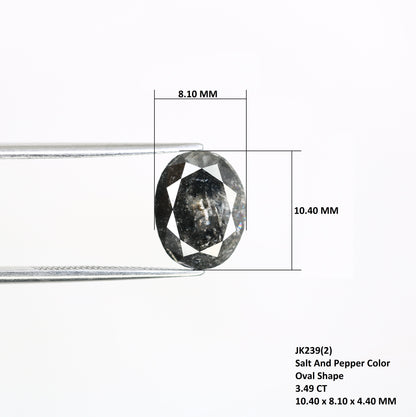 3.49 CT Salt And Pepper Oval Shape 10.40 MM Diamond For Statement Ring - JayKrishna Diamond