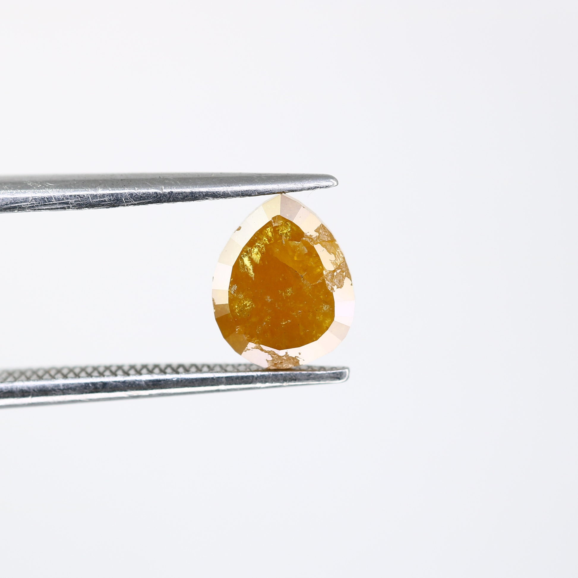 1.45 Carat Pear Shaped Diamond Ring Natural Loose Rustic Yellow Diamond - JayKrishna Diamond