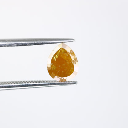 1.45 Carat Pear Shaped Diamond Ring Natural Loose Rustic Yellow Diamond - JayKrishna Diamond