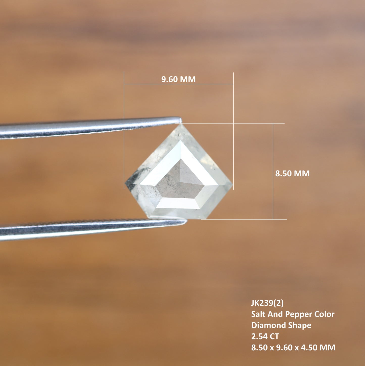 2.54 CT 8.50 MM Diamond Cut Salt And Pepper Diamond For Statement Ring - JayKrishna Diamond