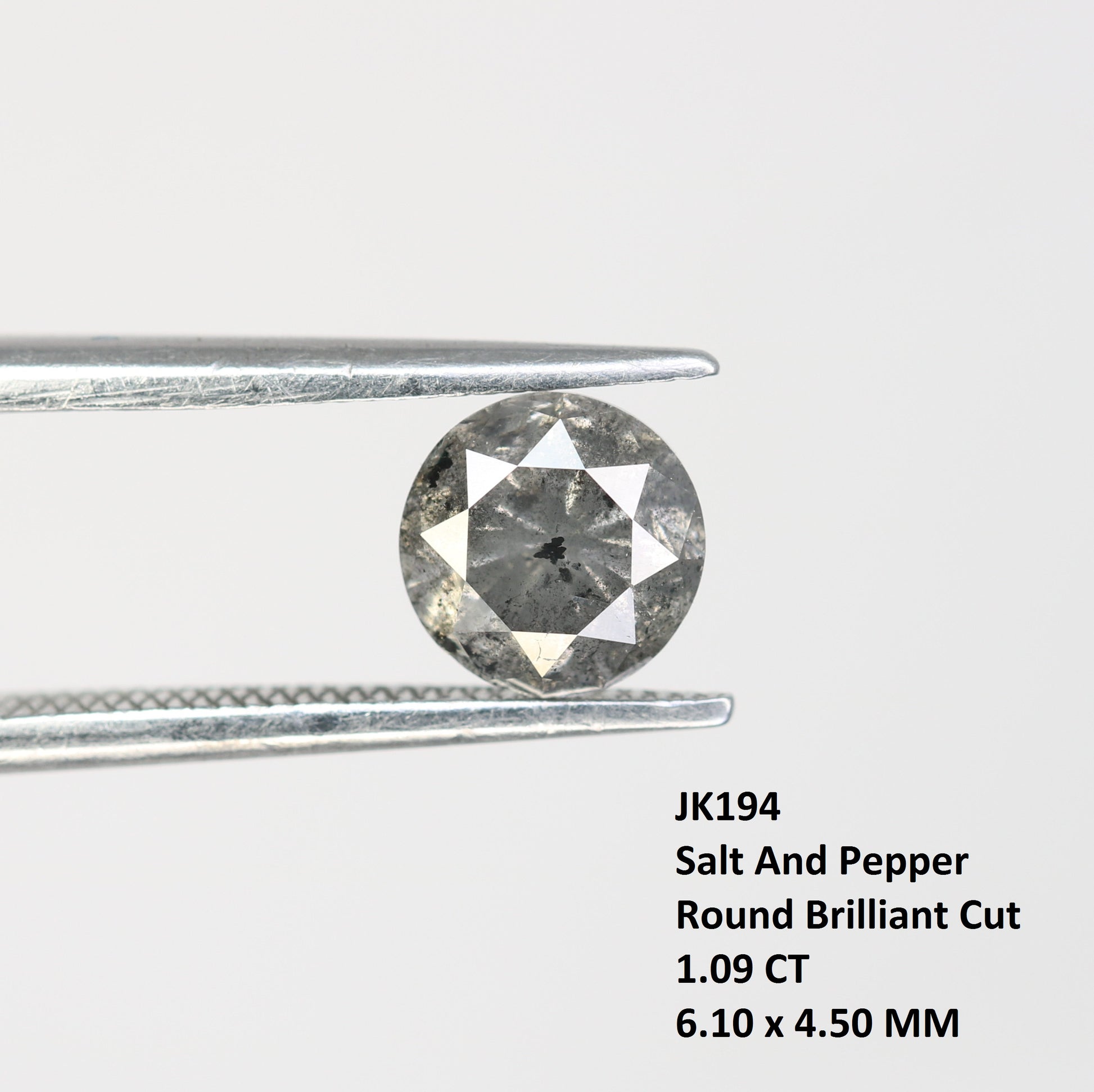 1.09 Carat Salt And Pepper Loose Round Brilliant Cut Diamond For Engagement Ring - JayKrishna Diamond