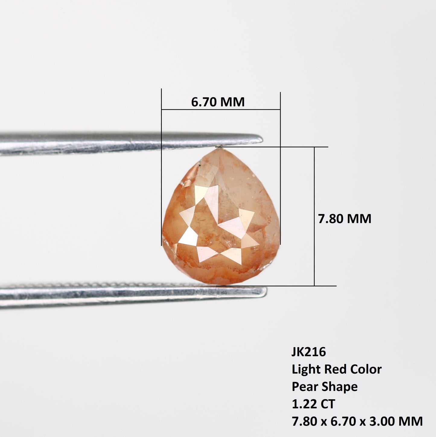 1.22 Carat Natural Loose Light Red Color Pear Shaped Diamond - JayKrishna Diamond
