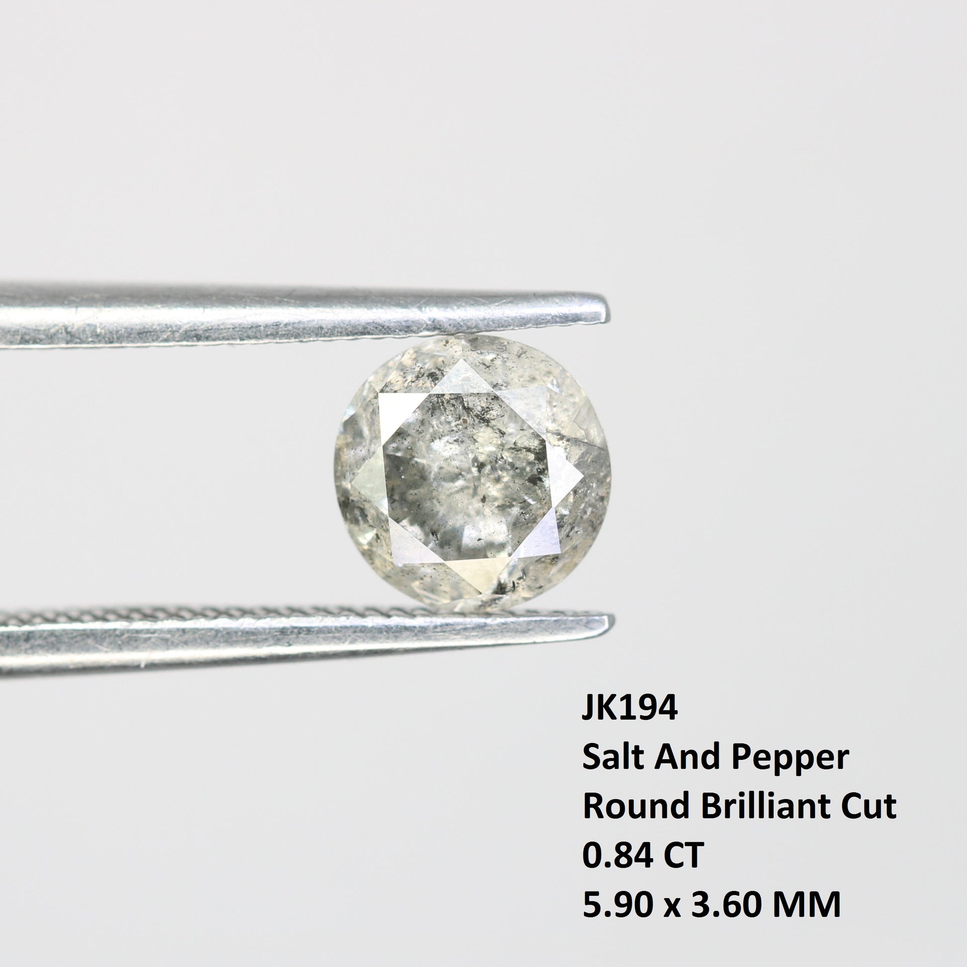 0.84 Carat Salt And Pepper Loose Round Brilliant Cut Diamond For Wedding Ring - JayKrishna Diamond