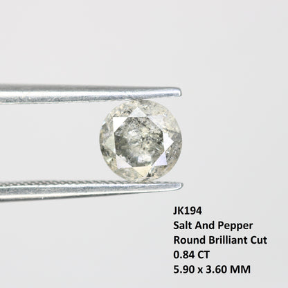 0.84 Carat Salt And Pepper Loose Round Brilliant Cut Diamond For Wedding Ring - JayKrishna Diamond