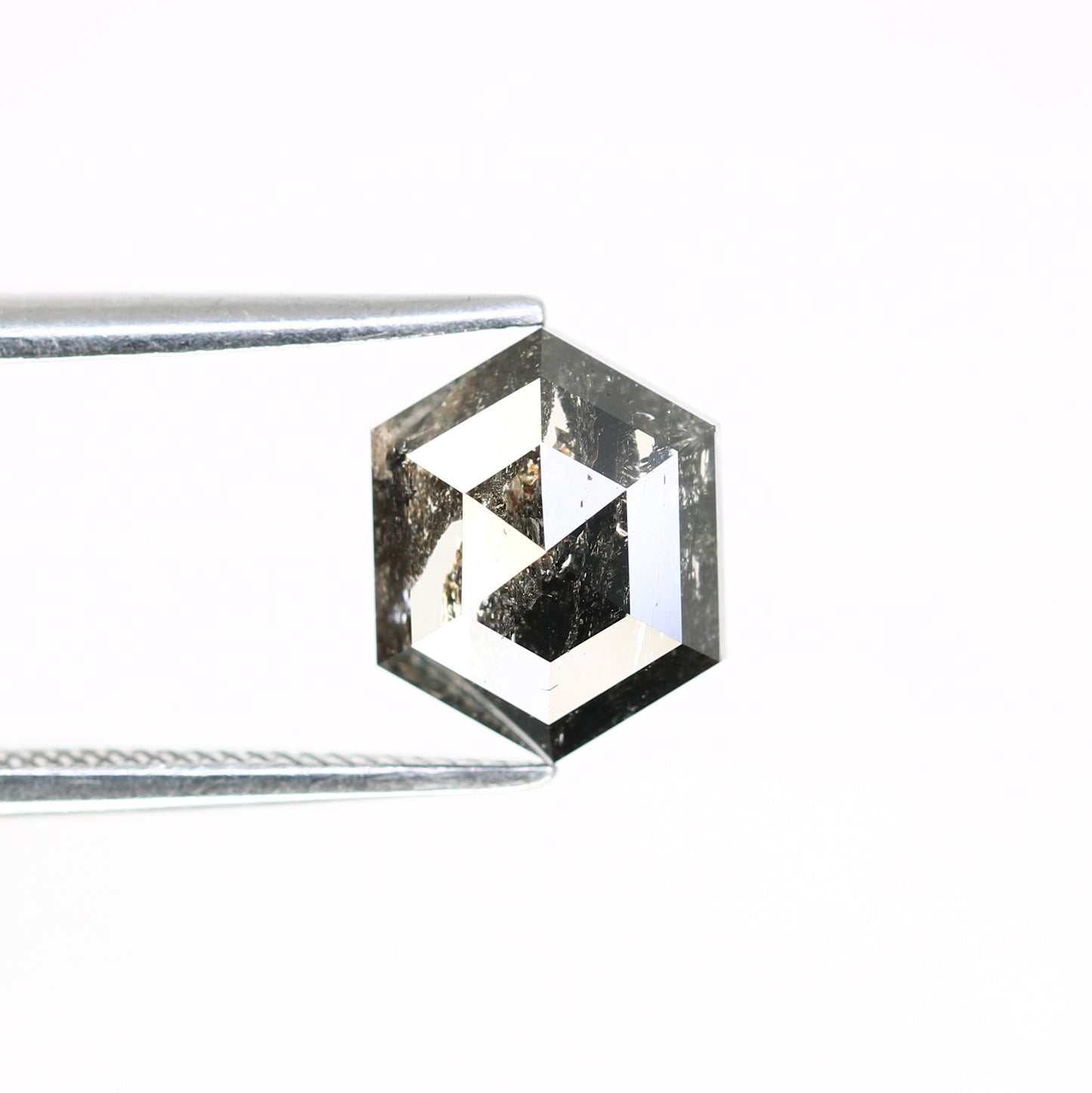 2.10 Carat Hexagon Shape 9.00 MM Salt And Pepper Loose Diamond For Wedding Ring - JayKrishna Diamond