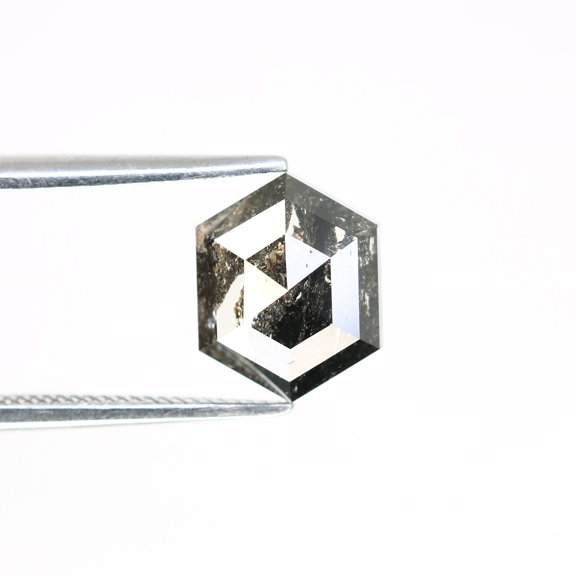 2.10 Carat Hexagon Shape 9.00 MM Salt And Pepper Loose Diamond For Wedding Ring - JayKrishna Diamond