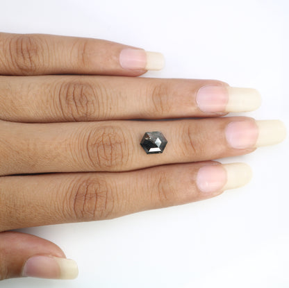 2.10 Carat Hexagon Shape 9.00 MM Salt And Pepper Loose Diamond For Wedding Ring - JayKrishna Diamond