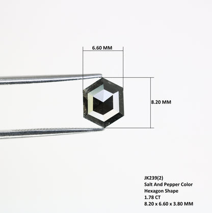 1.78 CT Salt And Pepper 8.20 MM Hexagon Shape Loose Diamond For Wedding Ring - JayKrishna Diamond