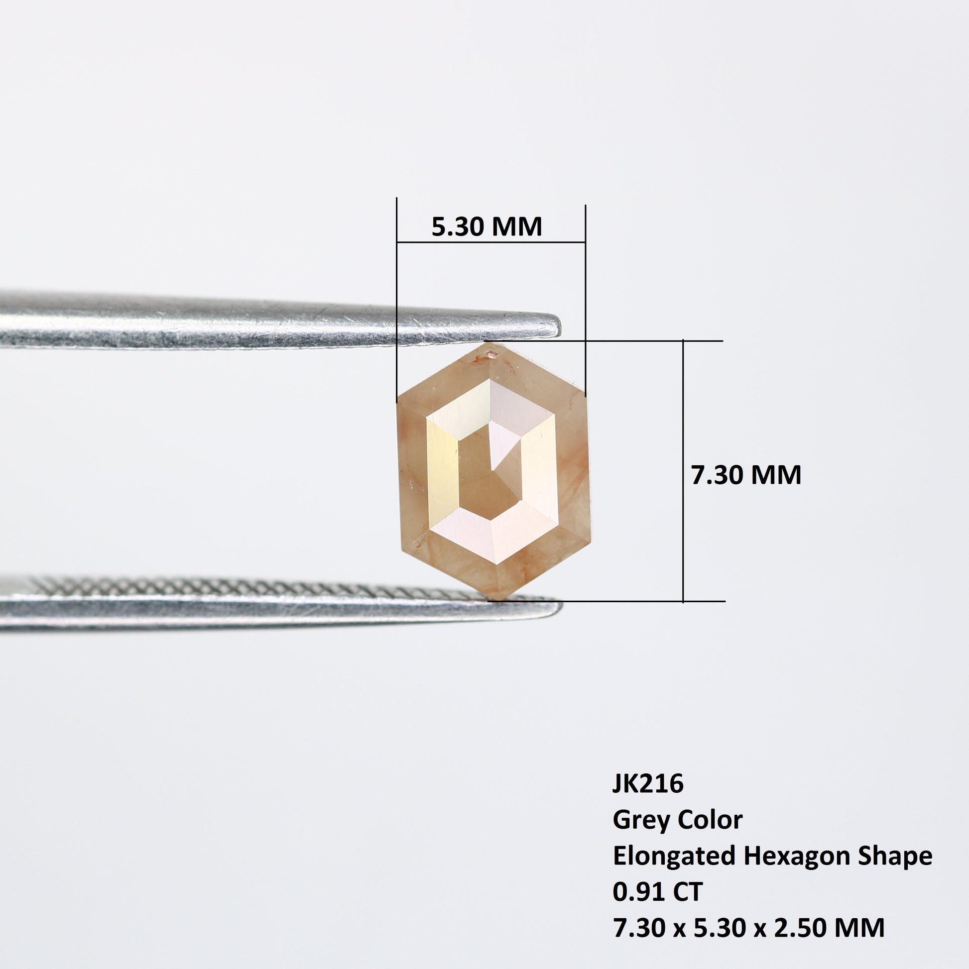 0.91 Carat Elongated Hexagon Shaped Natural Grey Diamond Ring - JayKrishna Diamond