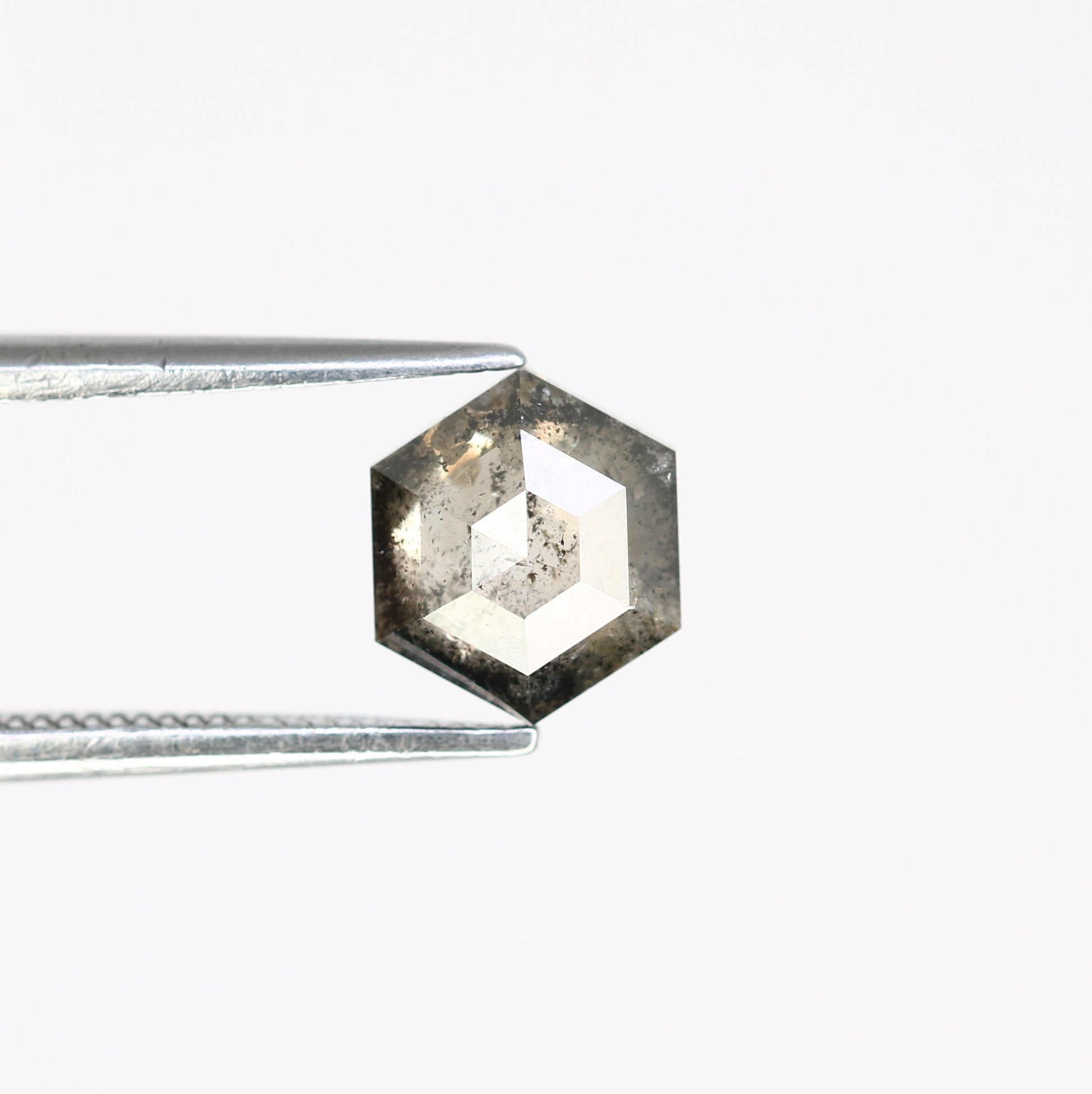 1.46 CT 7.30 MM Hexagon Shape Loose Salt And Pepper Diamond For Wedding Ring - JayKrishna Diamond