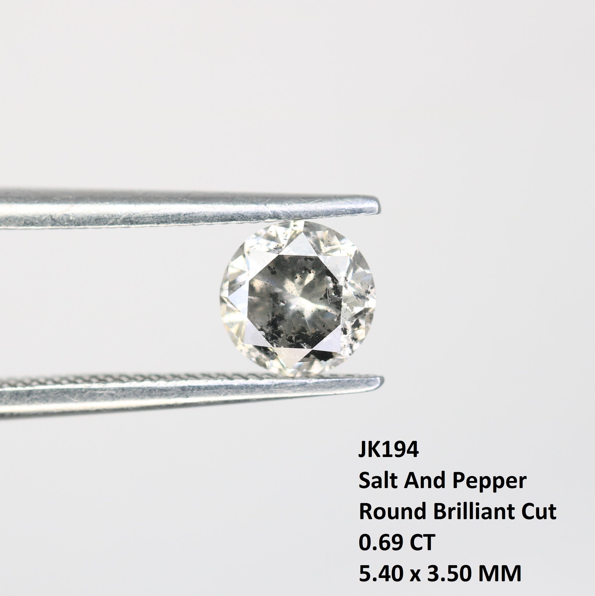 0.69 Carat Loose Round Brilliant Cut salt And Pepper Diamond For Galaxy Ring - JayKrishna Diamond