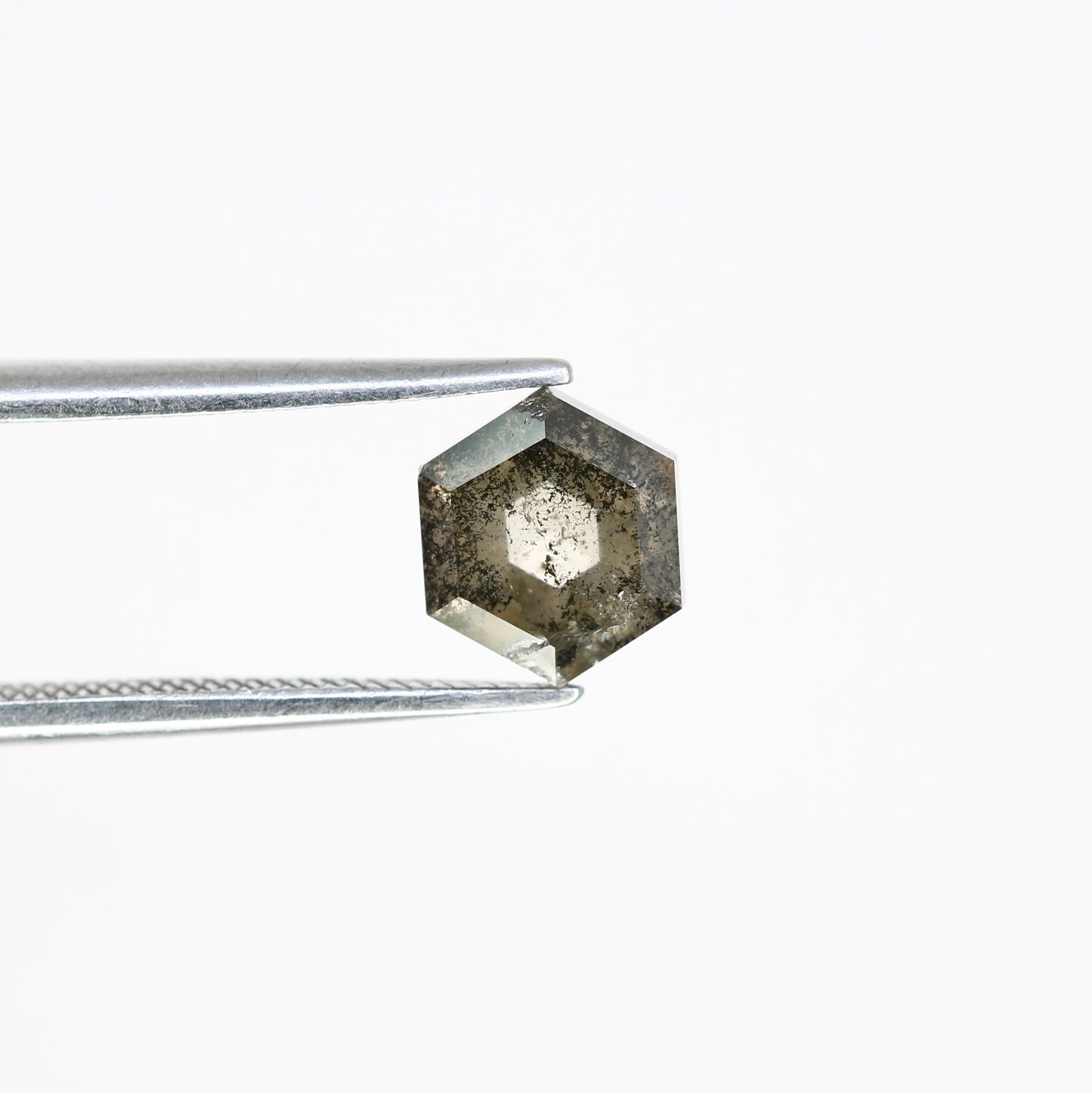 1.46 CT 7.30 MM Hexagon Shape Loose Salt And Pepper Diamond For Wedding Ring - JayKrishna Diamond
