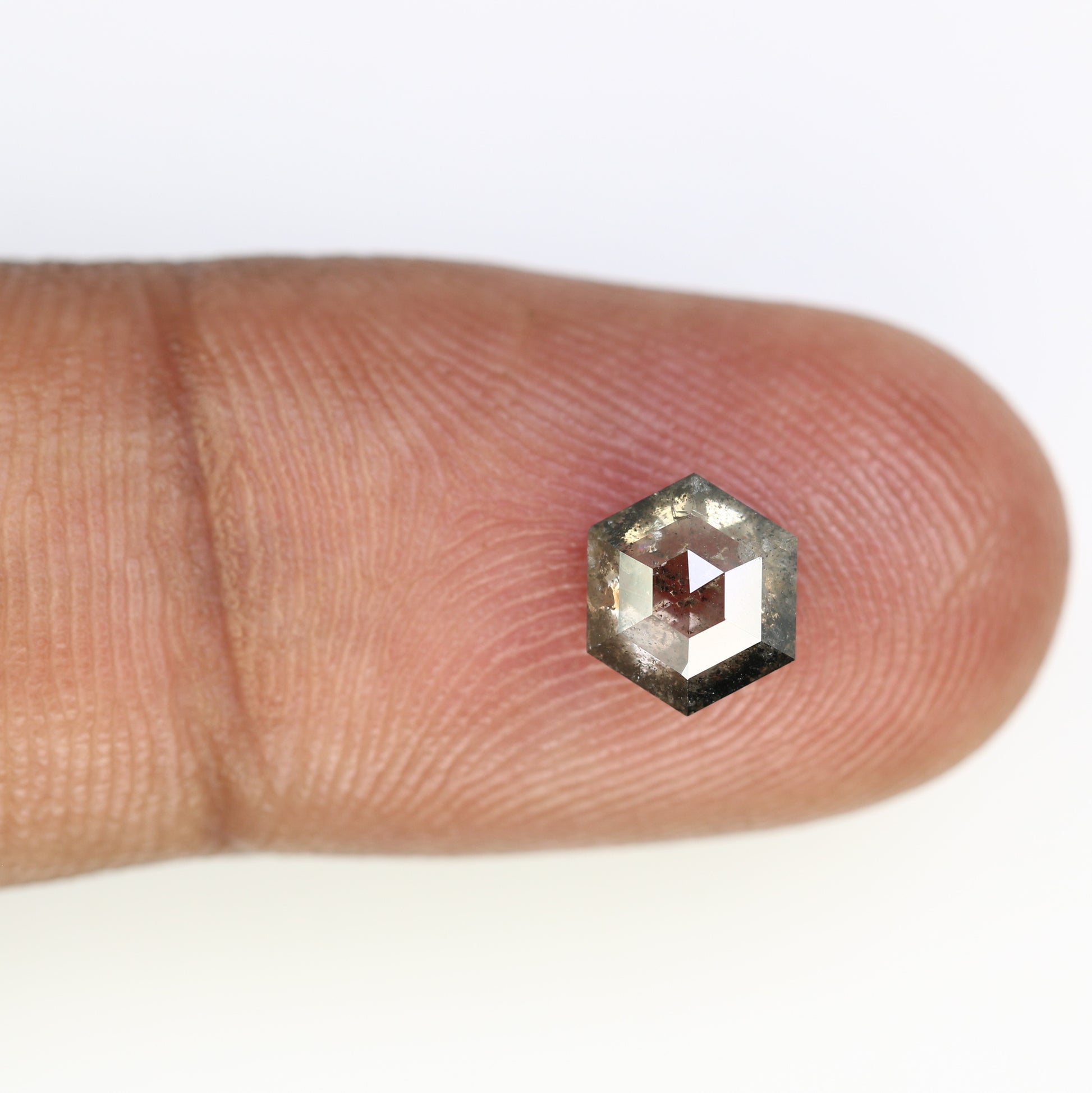 1.46 CT 7.30 MM Hexagon Shape Loose Salt And Pepper Diamond For Wedding Ring - JayKrishna Diamond