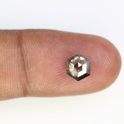 1.46 CT 7.30 MM Hexagon Shape Loose Salt And Pepper Diamond For Wedding Ring - JayKrishna Diamond