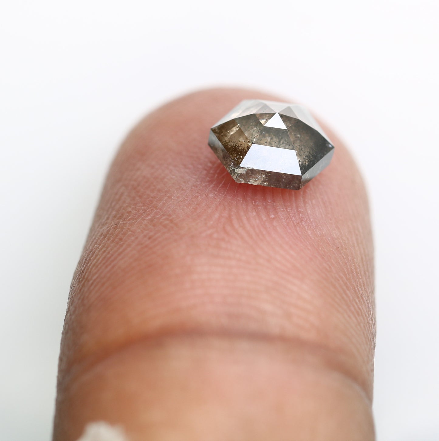 1.46 CT 7.30 MM Hexagon Shape Loose Salt And Pepper Diamond For Wedding Ring - JayKrishna Diamond