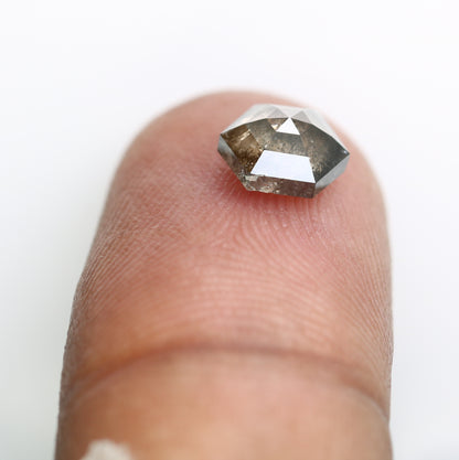 1.46 CT 7.30 MM Hexagon Shape Loose Salt And Pepper Diamond For Wedding Ring - JayKrishna Diamond