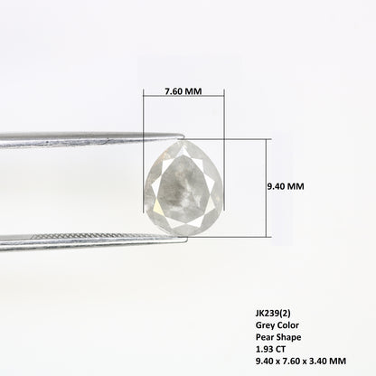 1.93 CT Natural Loose Grey Pear Shaped 9.40 MM Diamond For Wedding Ring - JayKrishna Diamond