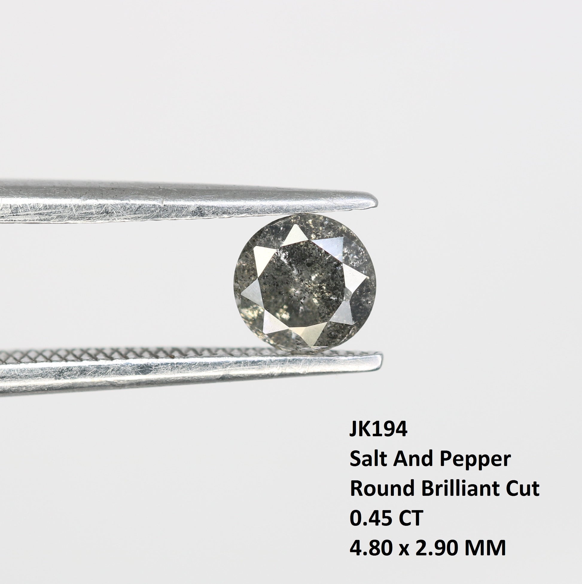 0.45 Carat Loose Salt and Pepper Round Brilliant Cut Diamond for Wedding Ring and Unique Artisan Jewelry Design - JayKrishna Diamond