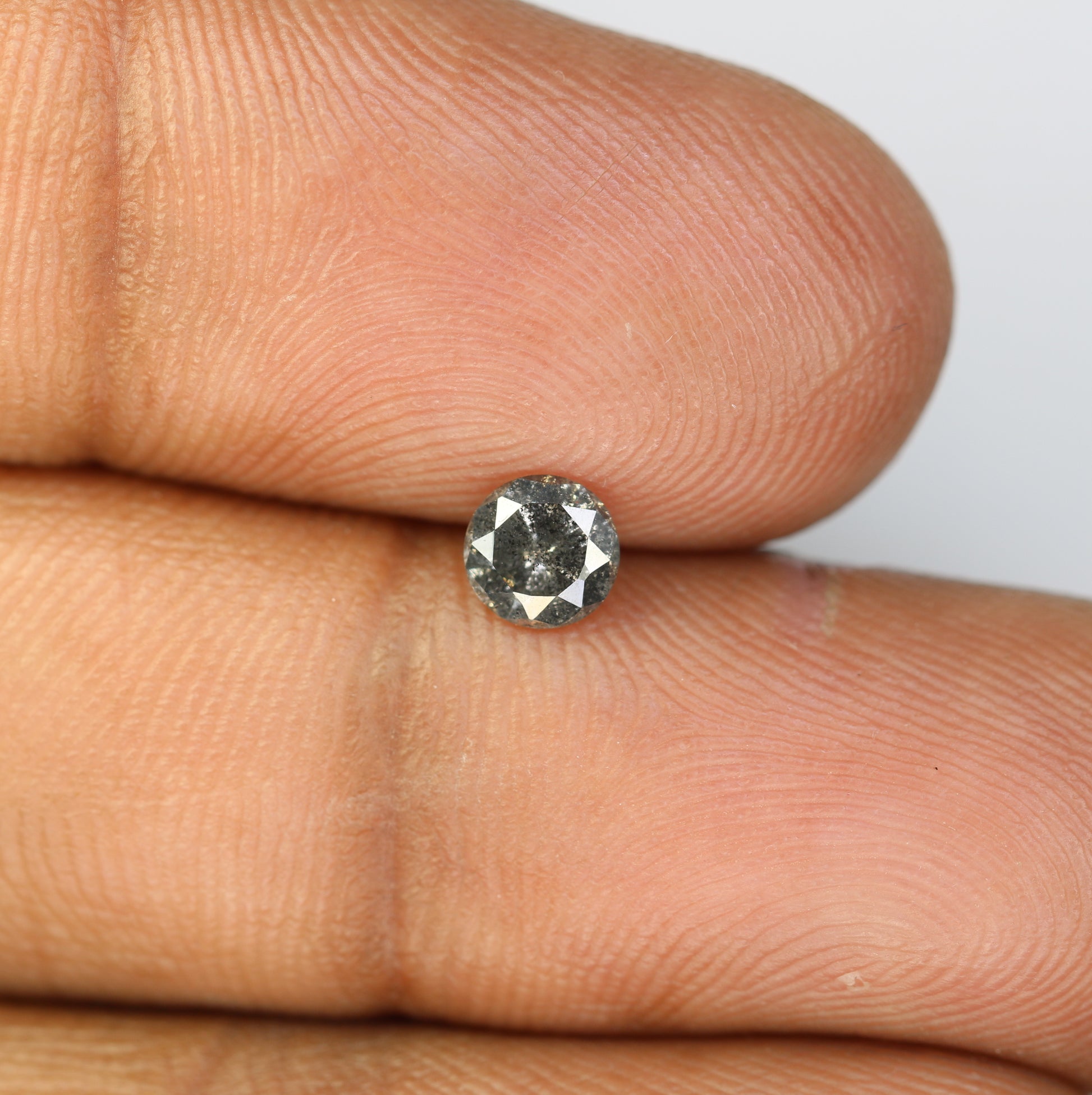 0.45 Carat Loose Salt and Pepper Round Brilliant Cut Diamond for Wedding Ring and Unique Artisan Jewelry Design - JayKrishna Diamond