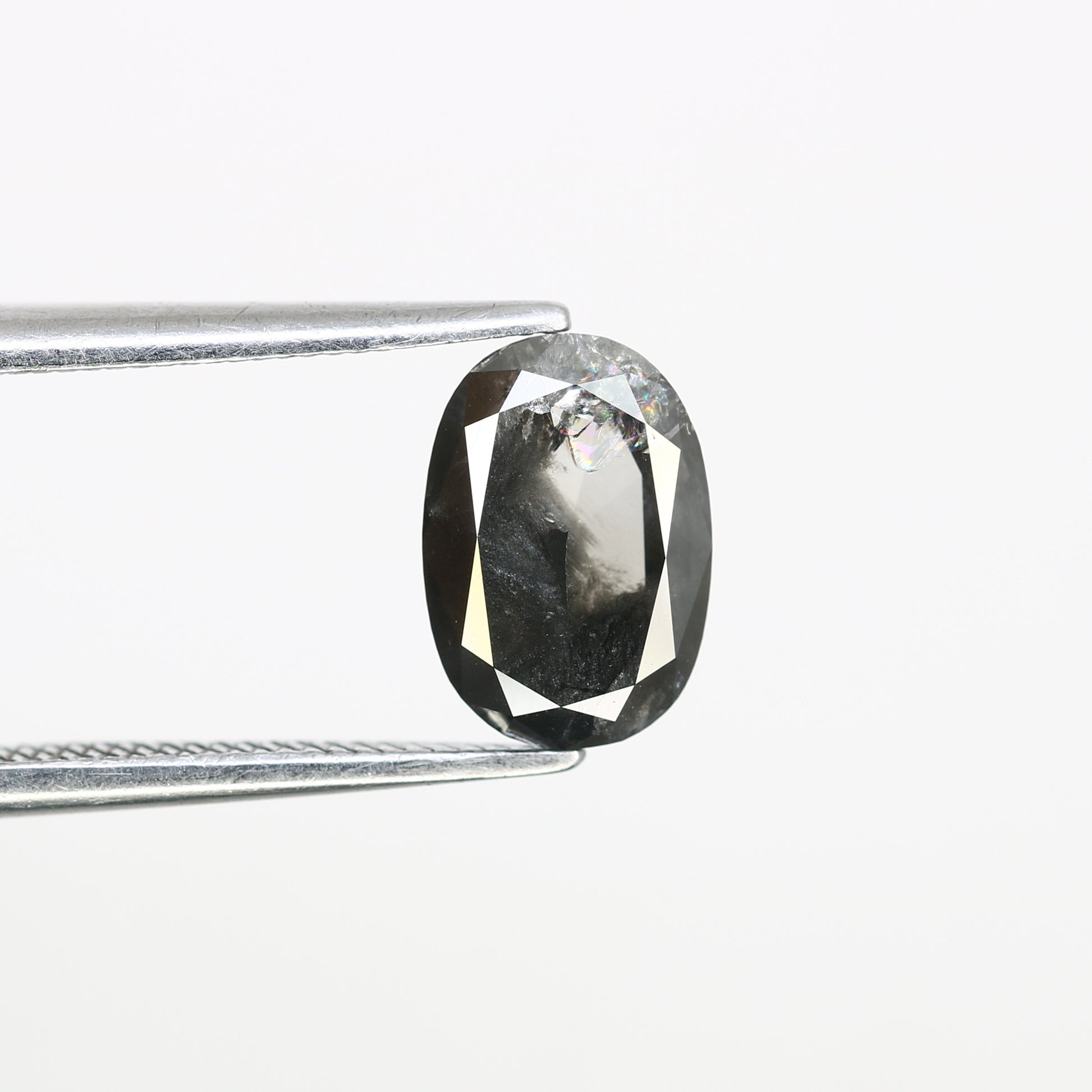 1.55 CT Oval Shape 8.50 MM Salt And Pepper Diamond For Statement Ring - JayKrishna Diamond