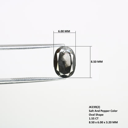 1.55 CT Oval Shape 8.50 MM Salt And Pepper Diamond For Statement Ring - JayKrishna Diamond
