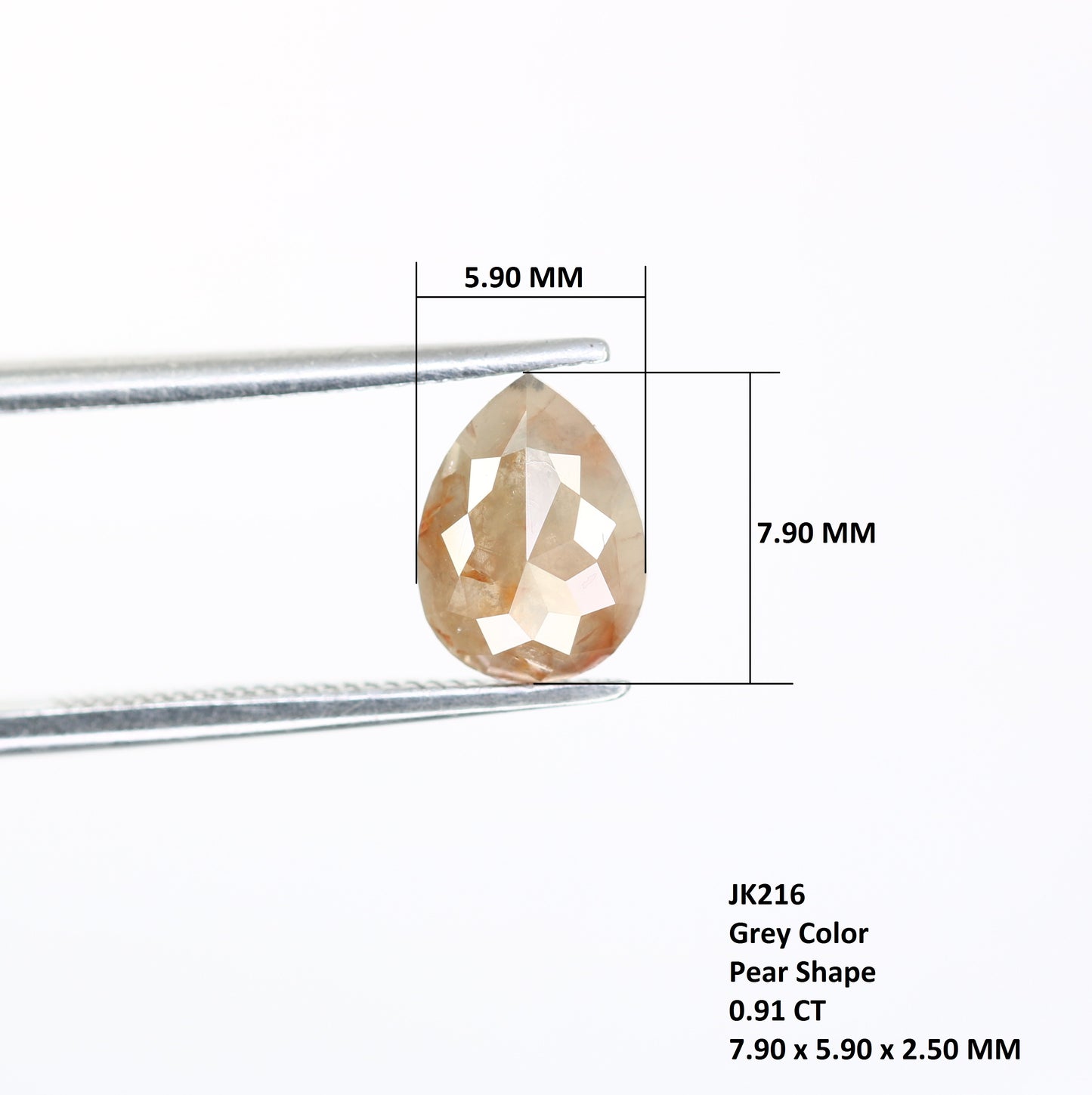 0.91 CT 7.90 MM Grey Pear Shape Unique Diamond For Wedding Ring - JayKrishna Diamond