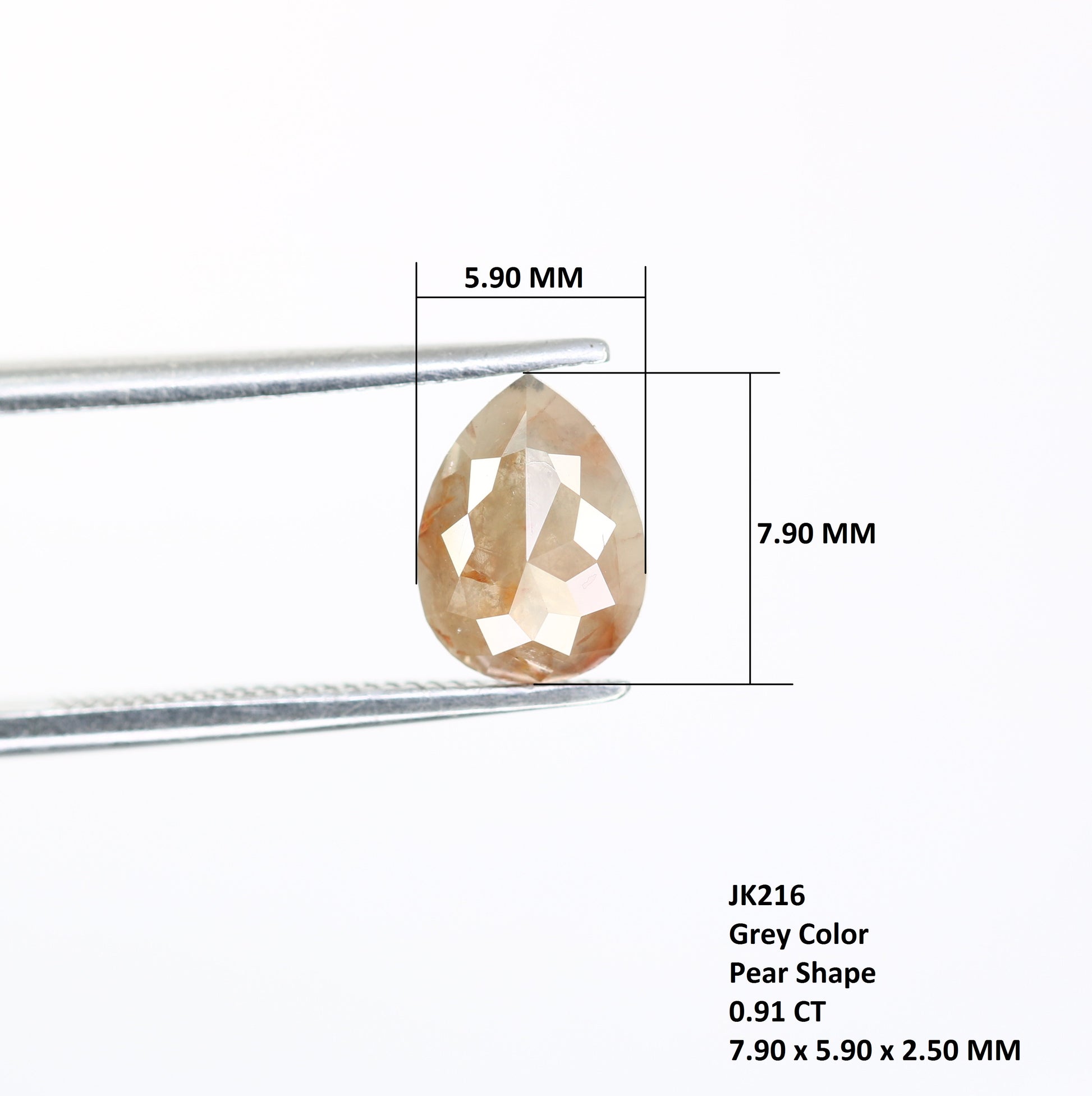 0.91 CT 7.90 MM Grey Pear Shape Unique Diamond For Wedding Ring - JayKrishna Diamond
