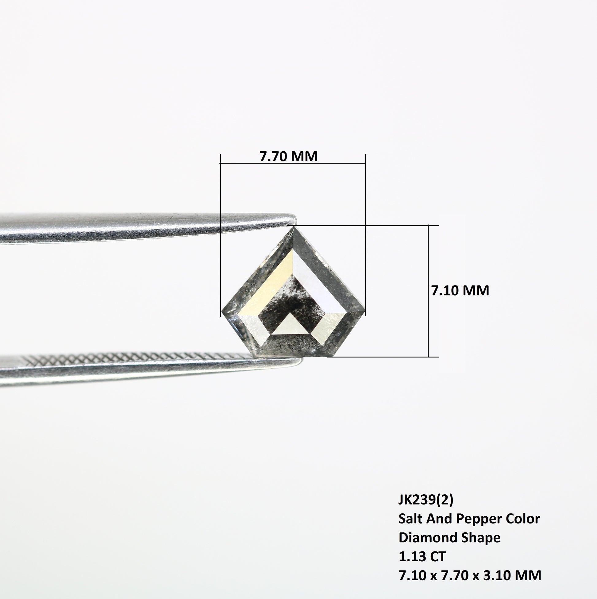 1.13 Carat Salt And Pepper Color Loose 7.10 MM Diamond Shaped For Wedding Ring - JayKrishna Diamond