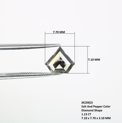 1.13 Carat Salt And Pepper Color Loose 7.10 MM Diamond Shaped For Wedding Ring - JayKrishna Diamond