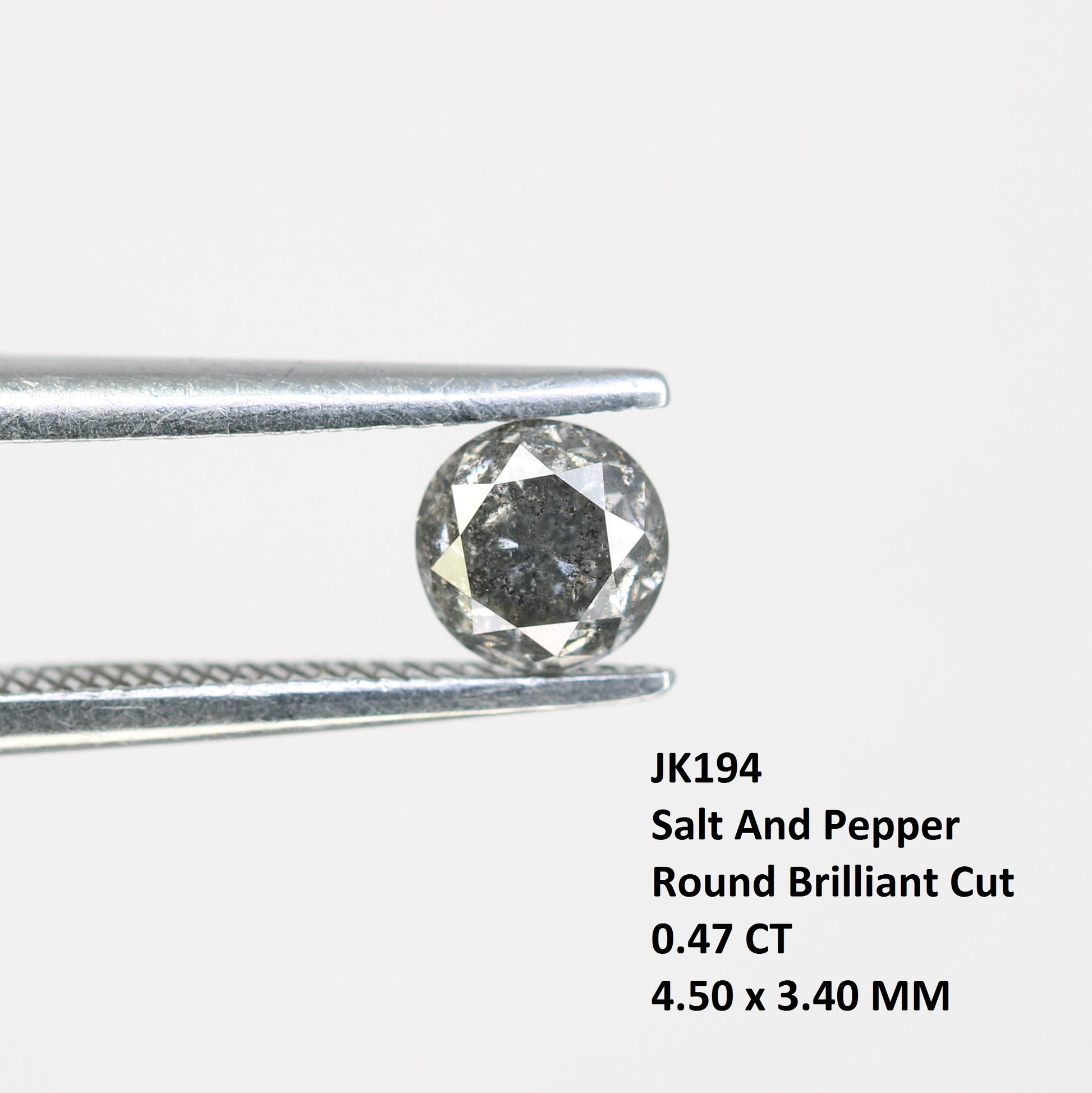0.47 Carat Salt And Pepper Loose Round Brilliant Cut Diamond For Wedding Ring - JayKrishna Diamond