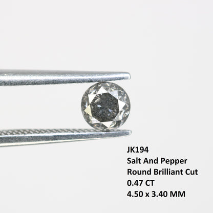 0.47 Carat Salt And Pepper Loose Round Brilliant Cut Diamond For Wedding Ring - JayKrishna Diamond