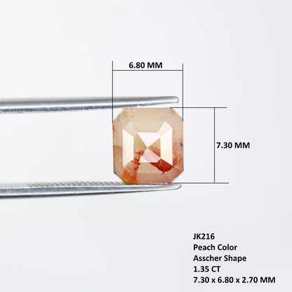 1.35 CT 7.30 MM Asscher Shape Fancy Peach Diamond For Wedding Ring - JayKrishna Diamond