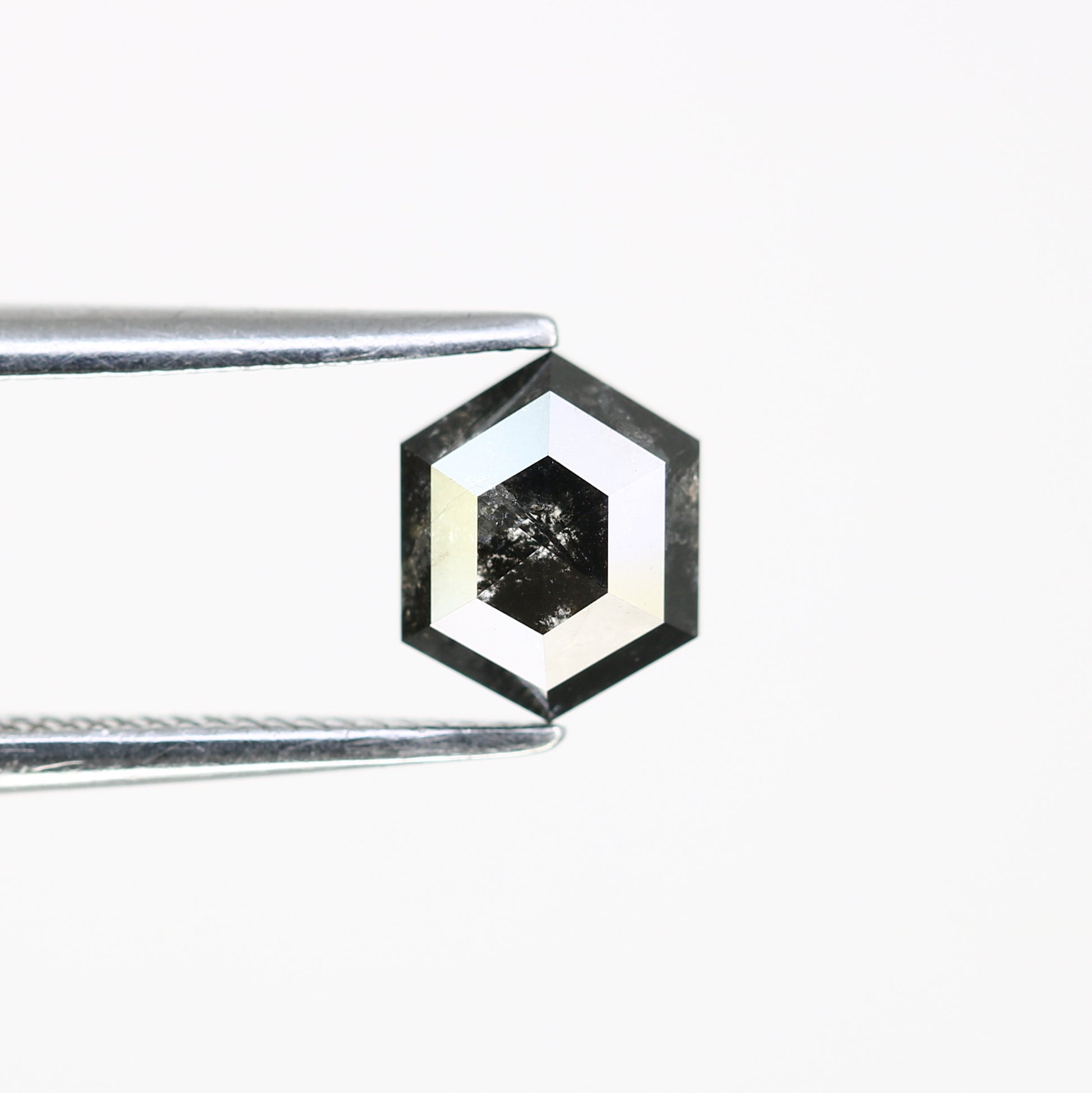 0.99 CT Salt And Pepper 6.60 MM Hexagon Shape Loose Diamond For Wedding Ring - JayKrishna Diamond