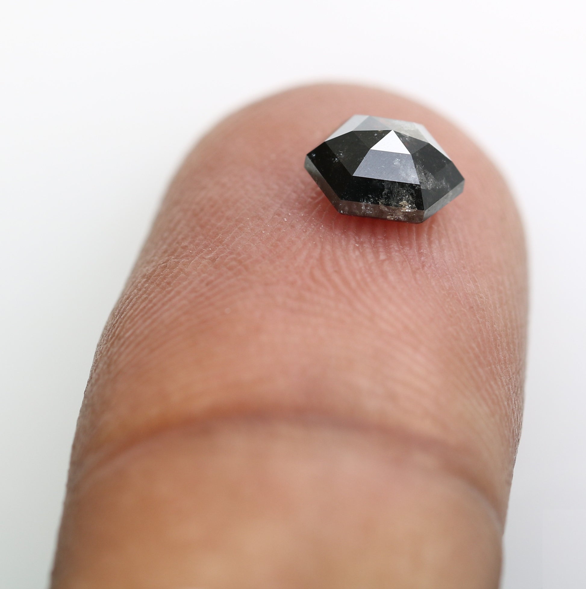 0.99 CT Salt And Pepper 6.60 MM Hexagon Shape Loose Diamond For Wedding Ring - JayKrishna Diamond