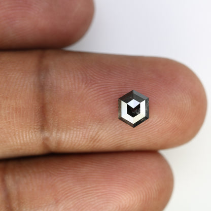0.99 CT Salt And Pepper 6.60 MM Hexagon Shape Loose Diamond For Wedding Ring - JayKrishna Diamond