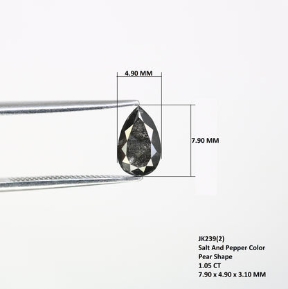 1.05 CT Pear Shape 7.90 MM Loose Salt And Pepper Diamond For Engagement Ring - JayKrishna Diamond