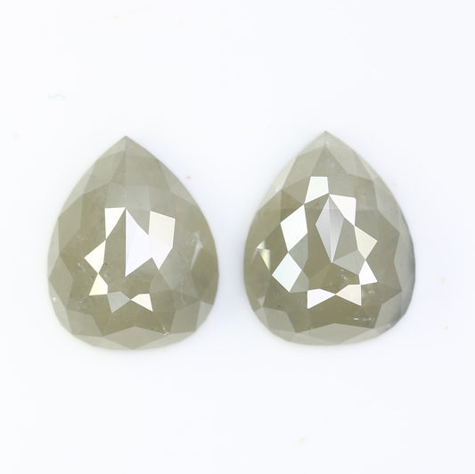 2.71 CT 8.50 MM Natural Grey Pear Shape Loose Pair Diamond For Earring - JayKrishna Diamond