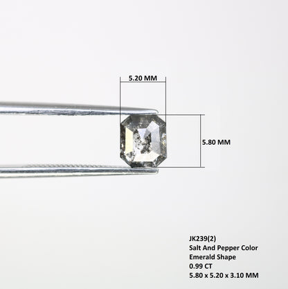 0.99 CT 5.80 MM Salt And Pepper Emerald Shape Diamond For Engagement Ring - JayKrishna Diamond