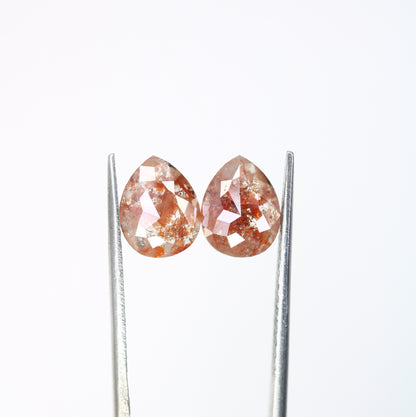 2.40 CT 8.80 MM Pear Shape Reddish Pair Diamond For Earrings - JayKrishna Diamond