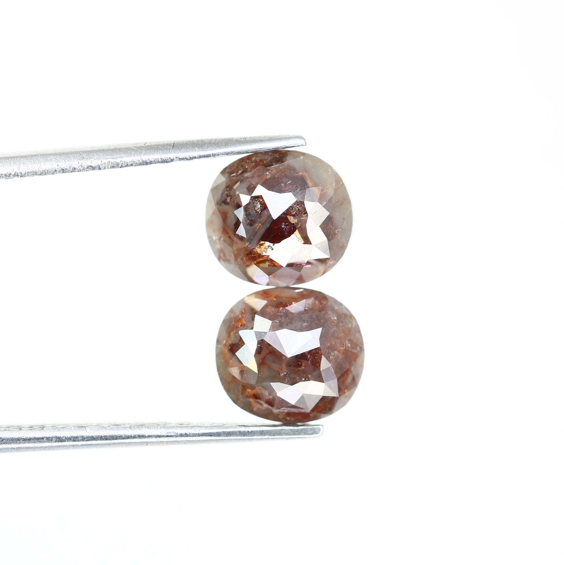 2.48 CT 7.20 MM Brown Oval Shape Natural Pair Diamond For Earring - JayKrishna Diamond