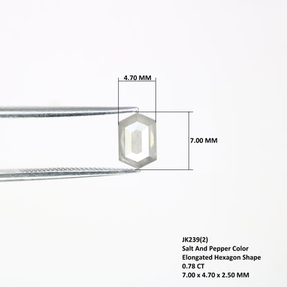 0.78 CT Salt And Pepper 7.00 MM Elongated Hexagon Shape Diamond For Engagement Ring - JayKrishna Diamond