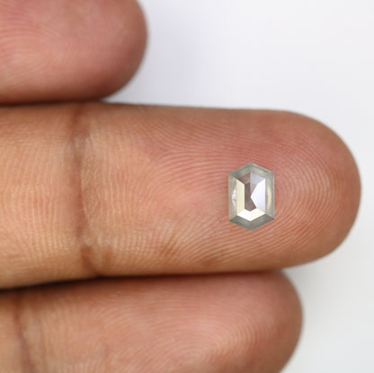 0.78 CT Salt And Pepper 7.00 MM Elongated Hexagon Shape Diamond For Engagement Ring - JayKrishna Diamond