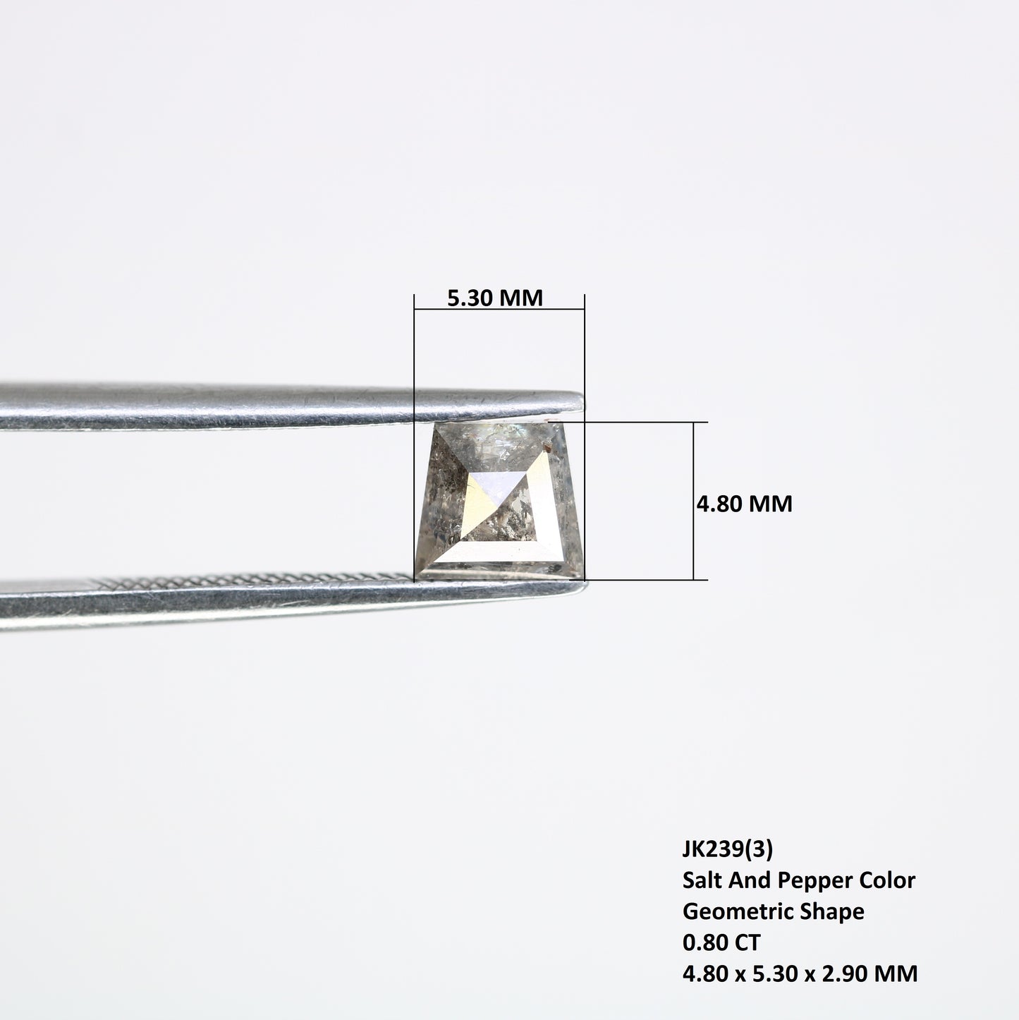 0.80 CT Geometric Shaped Loose Salt And Pepper 4.80 MM Diamond For Wedding Ring - JayKrishna Diamond